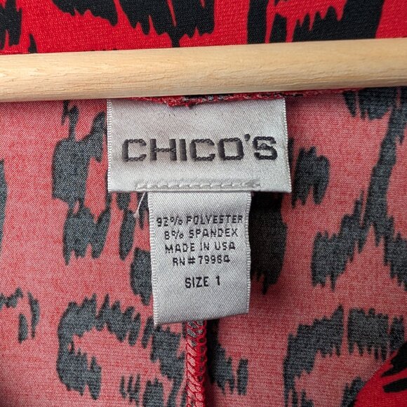 Chicos Travelers Womens Medium Midi Dress Red Black Floral Stretch Knit comfy - Picture 5 of 6